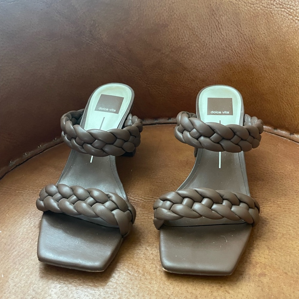 Dolce Vita Brown Braided Heels Minimalist Design